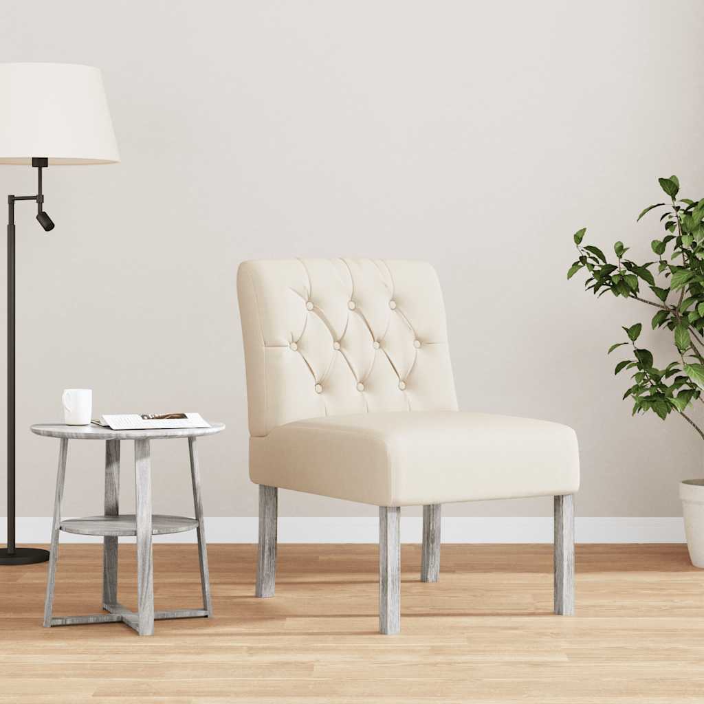 stol med knapdesign hør