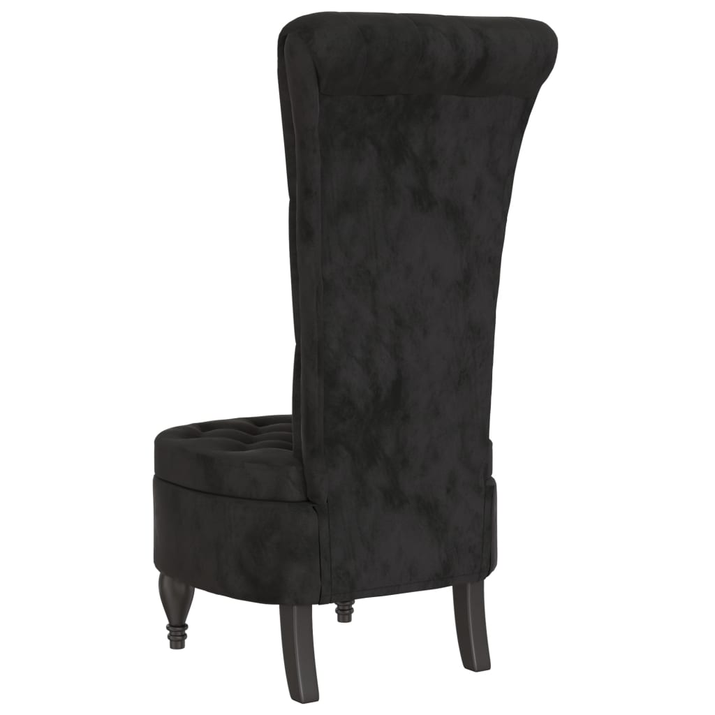 stol med høj ryg knapdesign velour sort