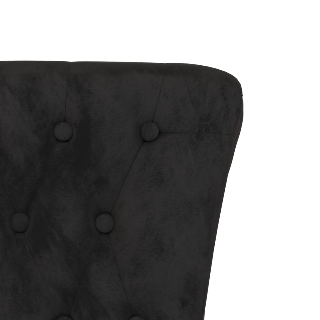 stol med høj ryg knapdesign velour sort