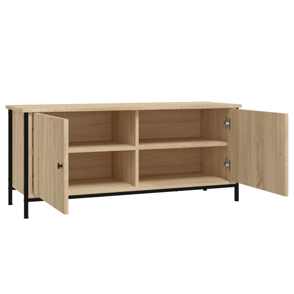 tv-bord med låger 102x35x45 cm konstrueret træ sonoma-eg