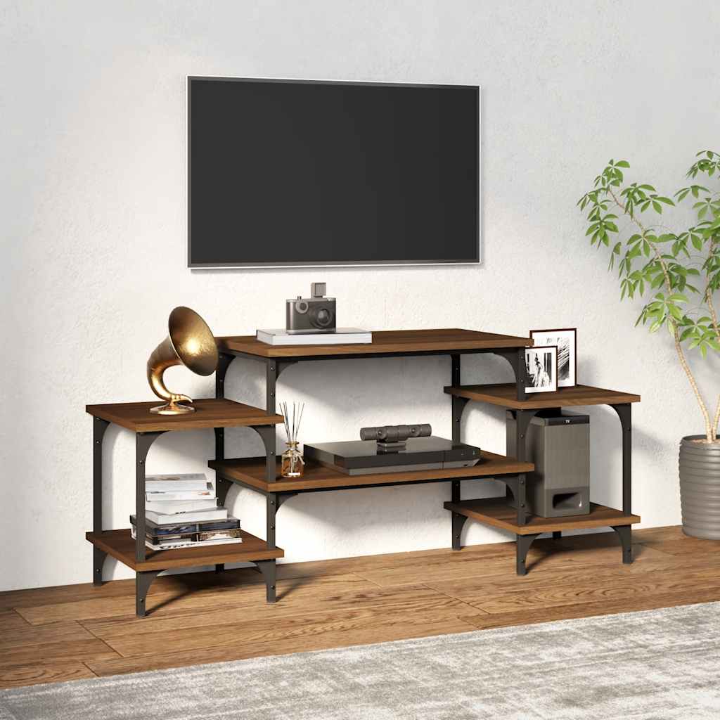 tv-bord 117x35x52 cm konstrueret træ brun egetræsfarve