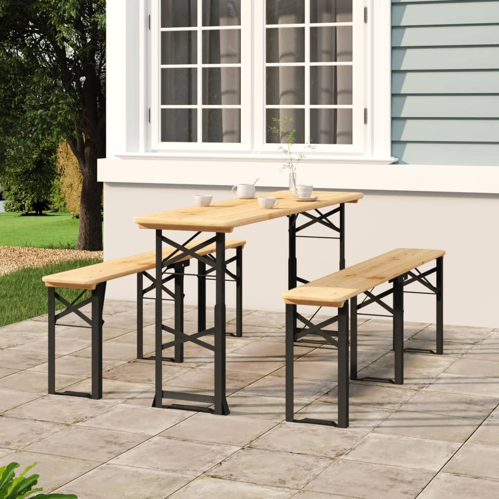 foldbart barbord 170x50x75/105 cm massivt grantræ billede