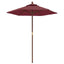 haveparasol med træstang 196x231 cm bordeauxfarvet