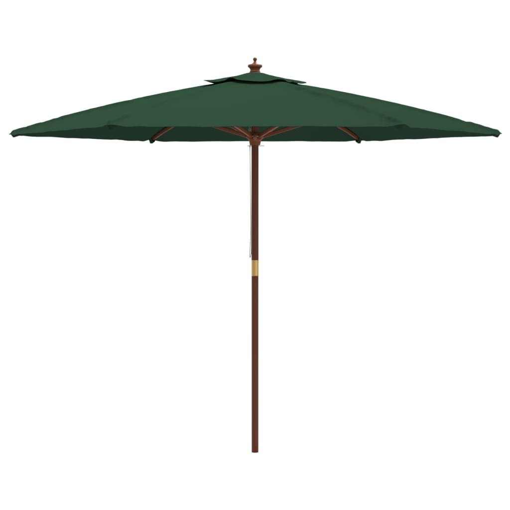 haveparasol med træstang 299x240 cm grøn