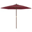 haveparasol med træstang 299x240 cm bordeauxfarvet