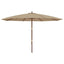 haveparasol med træstang 400x273 cm gråbrun