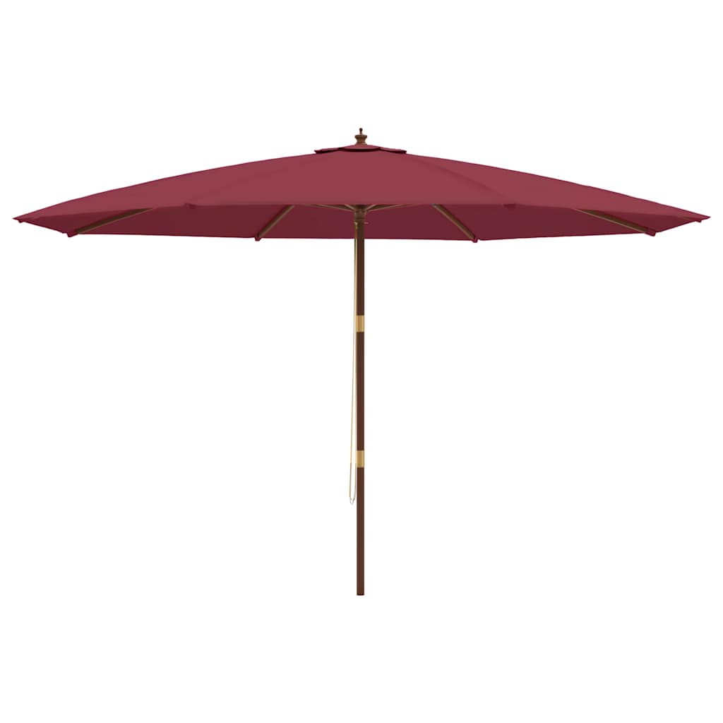 haveparasol med træstang 400x273 cm bordeauxfarvet