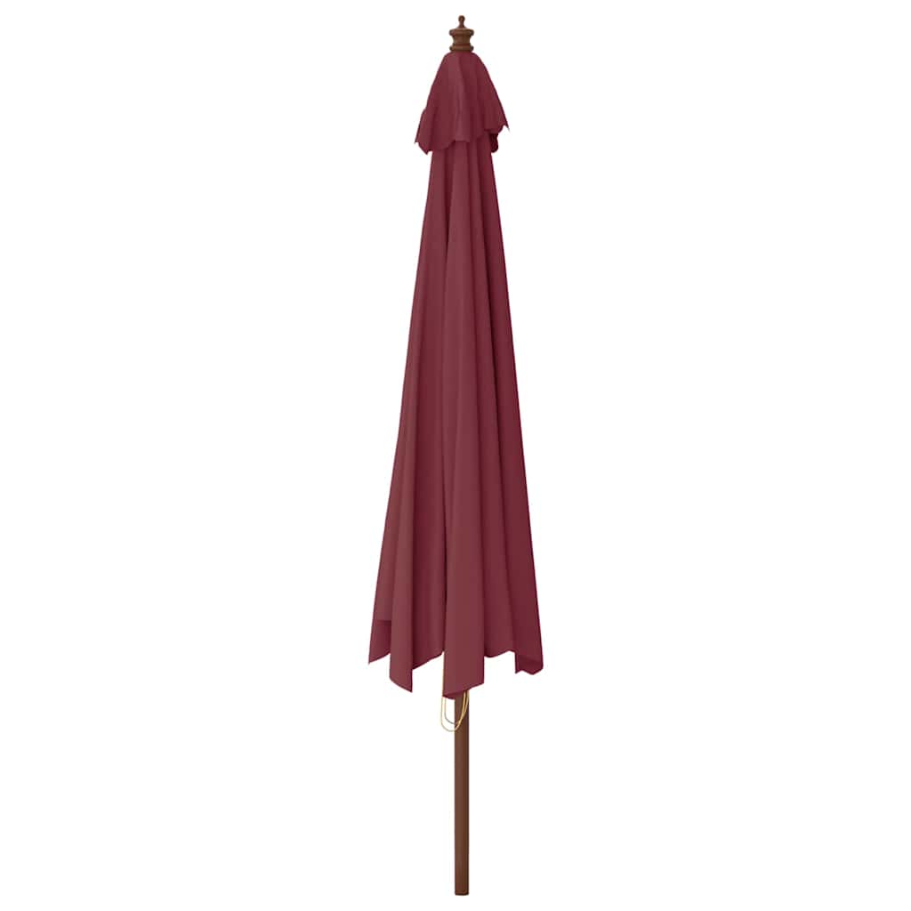 haveparasol med træstang 400x273 cm bordeauxfarvet