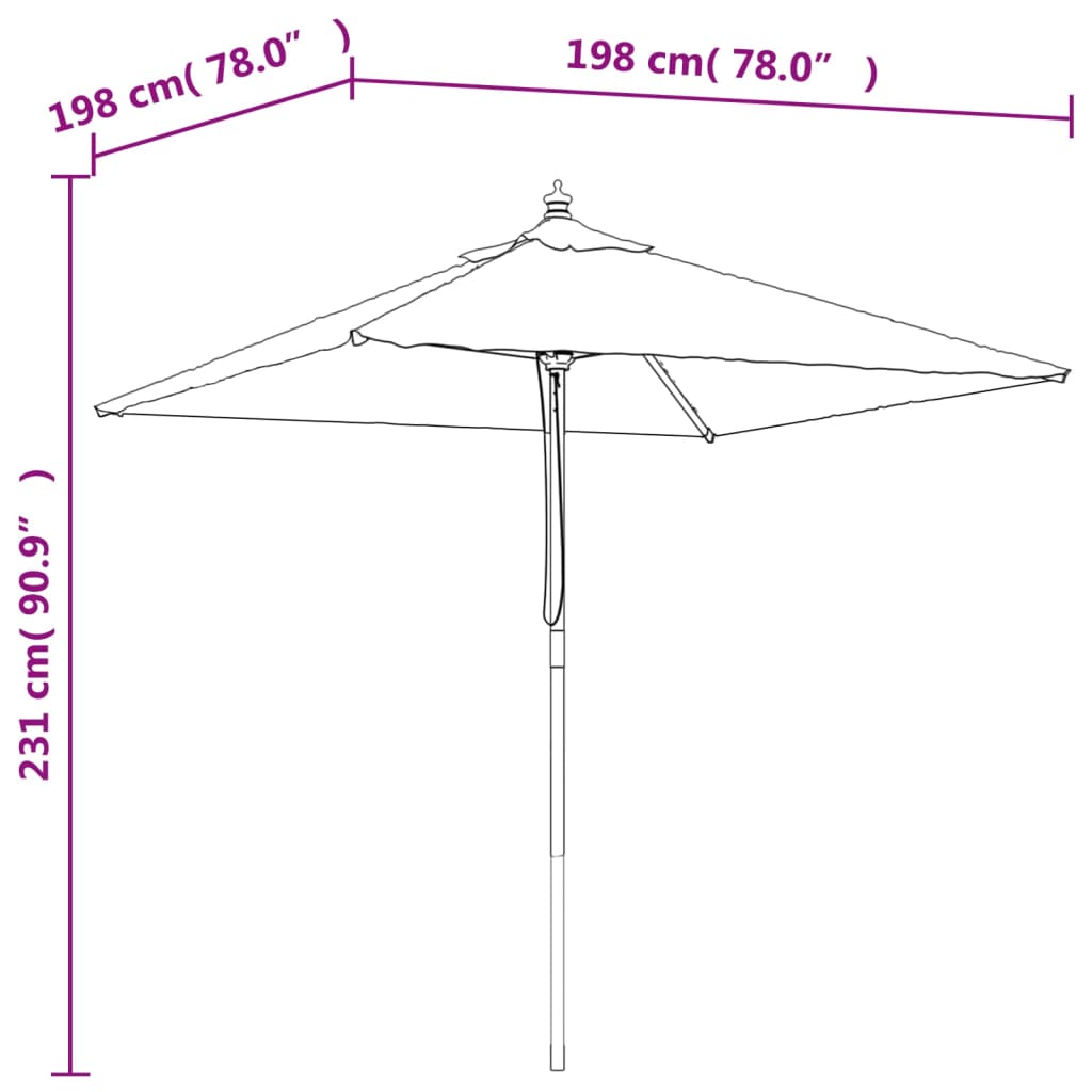 haveparasol med træstang 198x198x231 cm sandfarvet