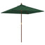 haveparasol med træstang 198x198x231 cm grøn