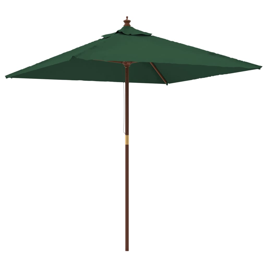 haveparasol med træstang 198x198x231 cm grøn