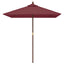 haveparasol med træstang 198x198x231 cm bordeauxfarvet