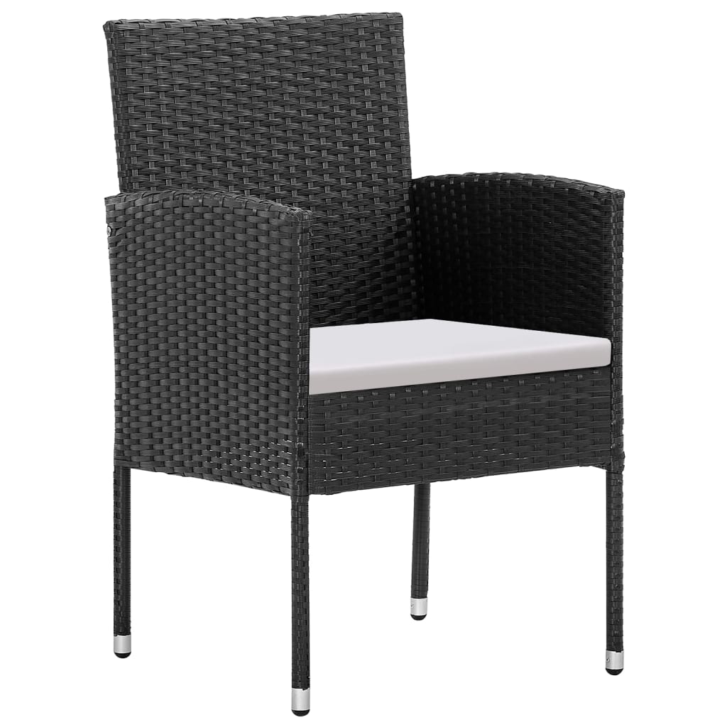 spisebordssæt til haven 5 dele med hynder polyrattan sort