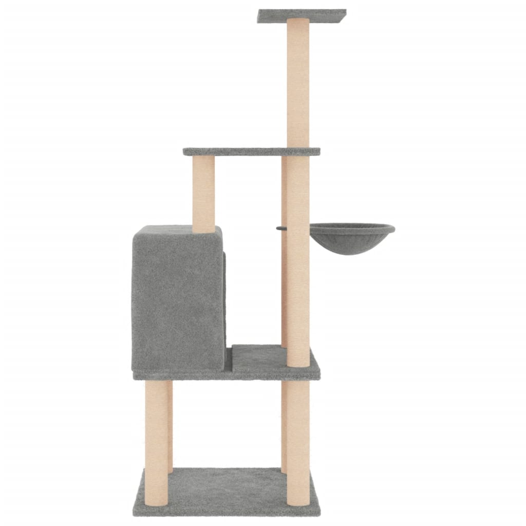 kradsetræ med sisalstolper 132 cm lysegrå