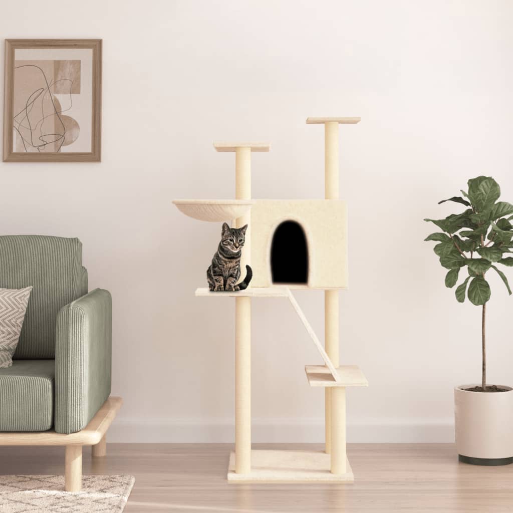 kradsetræ med sisalkradsestolper 143 cm cremefarvet