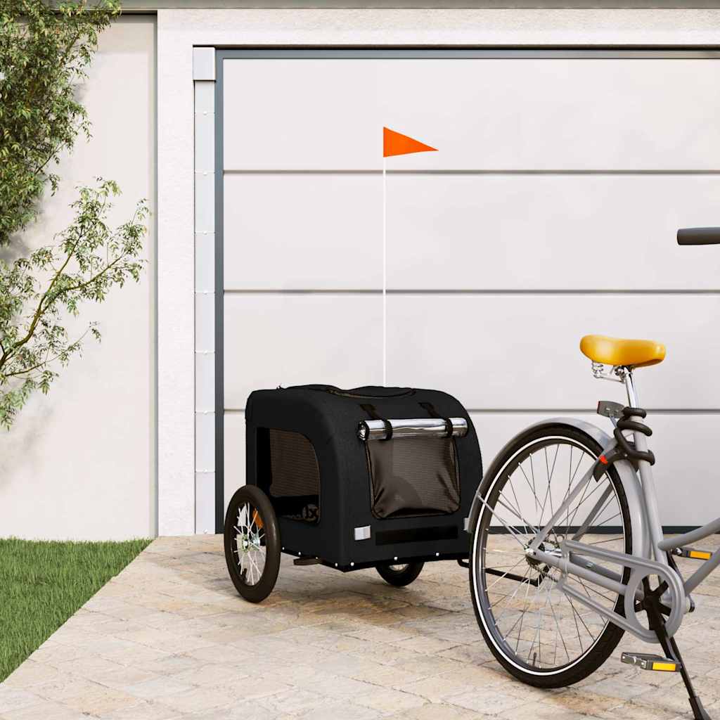 cykeltrailer til kæledyr oxfordstof og jern sort billede