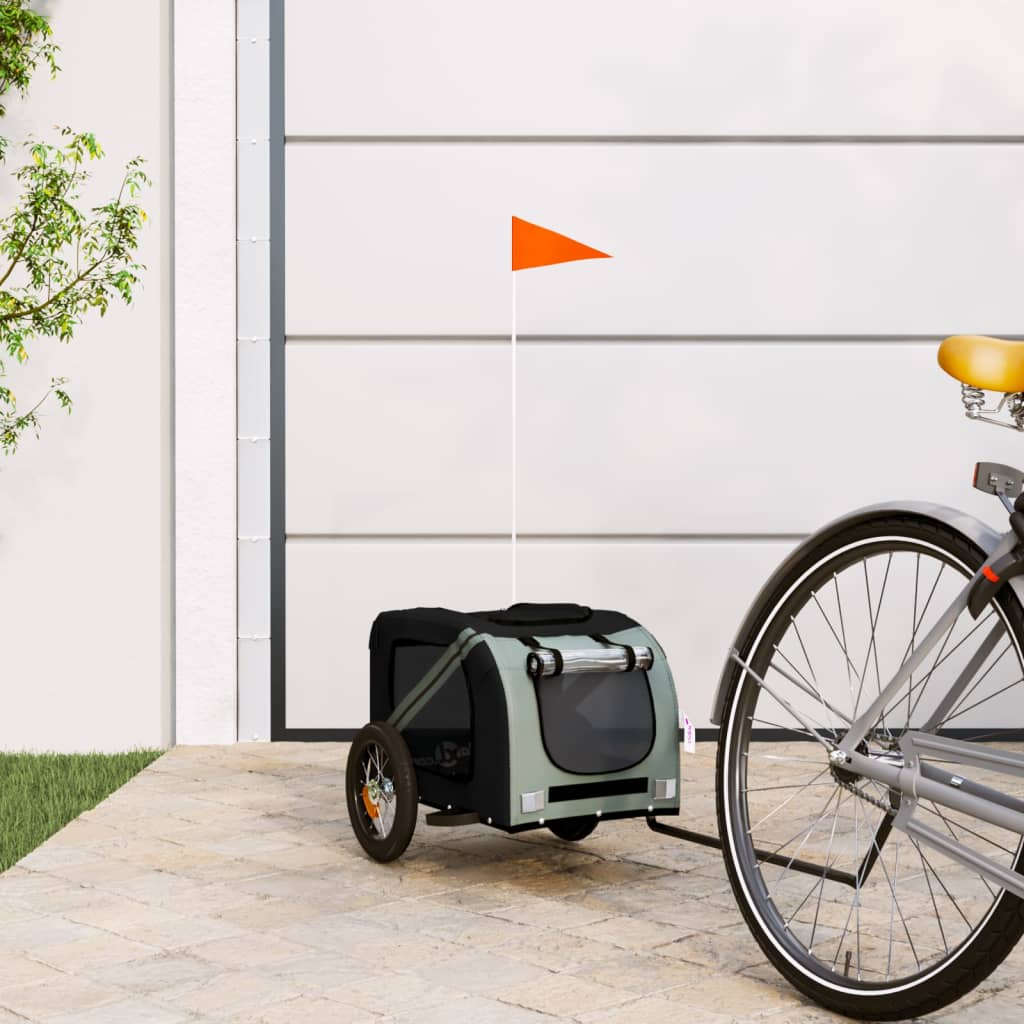 hundetrailer til cykel oxfordstof og jern grå og sort billede