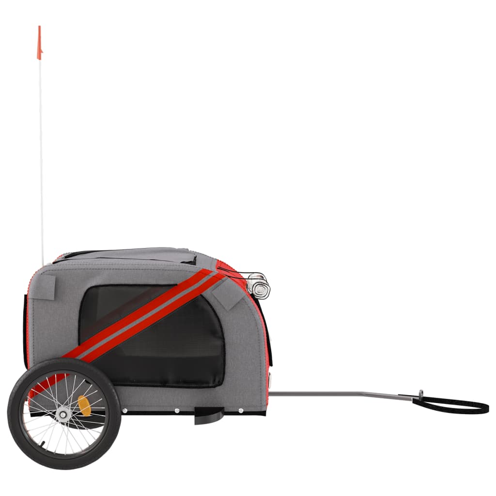 cykeltrailer til kæledyr oxfordstof og jern rød og grå