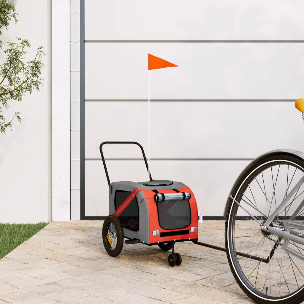 hundetrailer til cykel oxfordstof og jern orange og sort billede