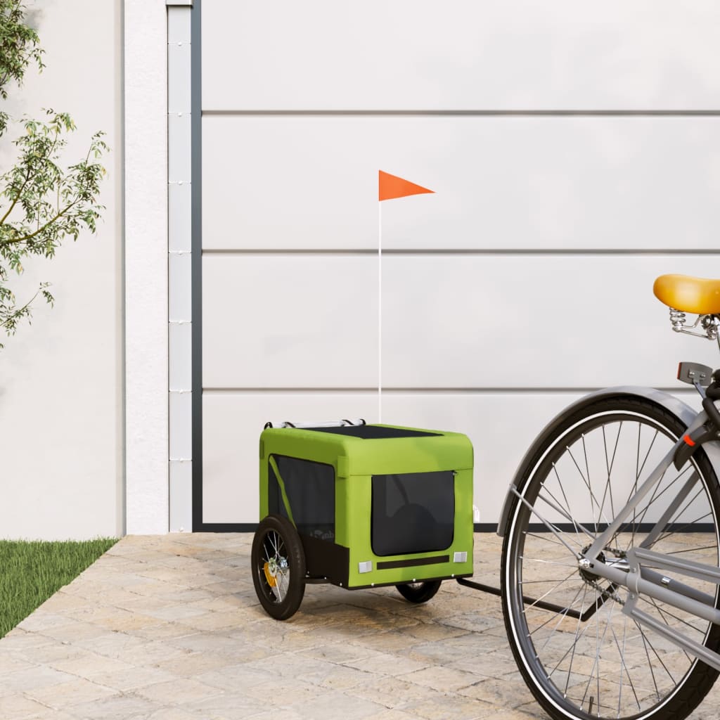 hundetrailer til cykel oxfordstof og jern grøn og sort billede
