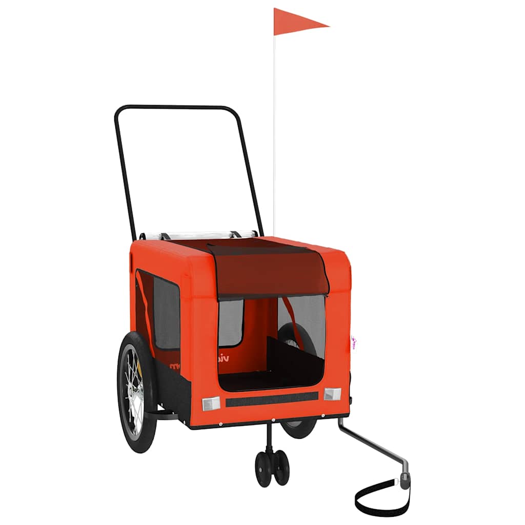 hundetrailer til cykel oxfordstof og jern orange og sort