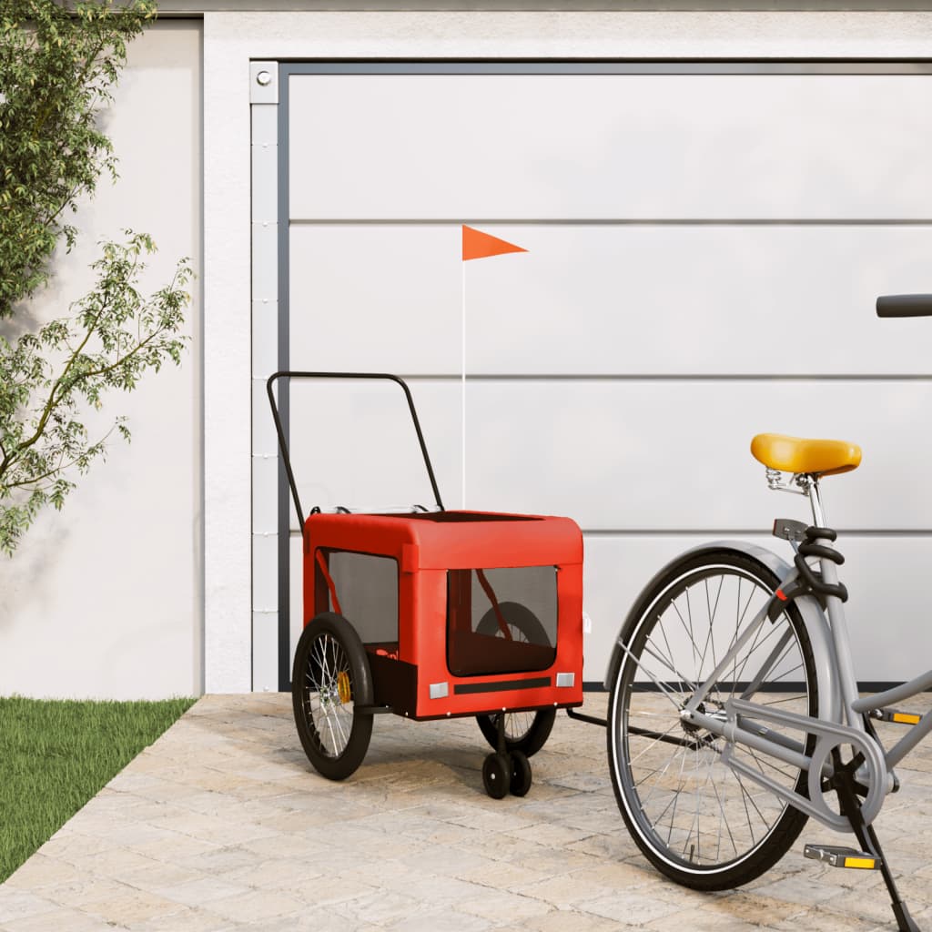 hundetrailer til cykel oxfordstof og jern orange og sort billede