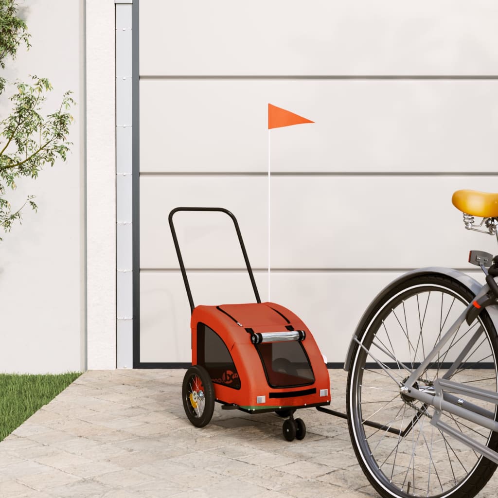 cykeltrailer til kæledyr oxfordstof og jern orange og grå