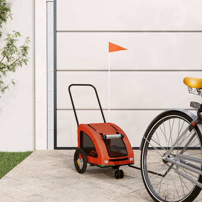 cykeltrailer til kæledyr oxfordstof og jern orange og grå