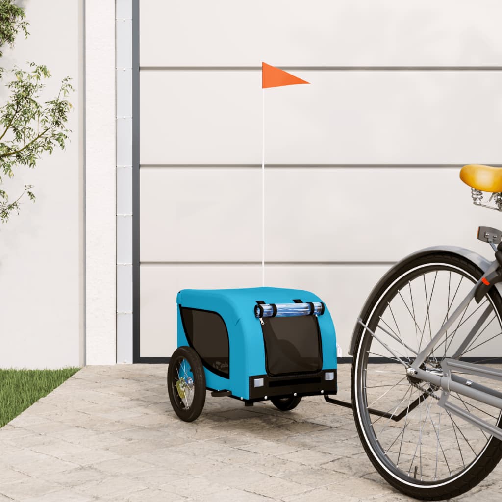 hundetrailer til cykel oxfordstof og jern blå og sort billede
