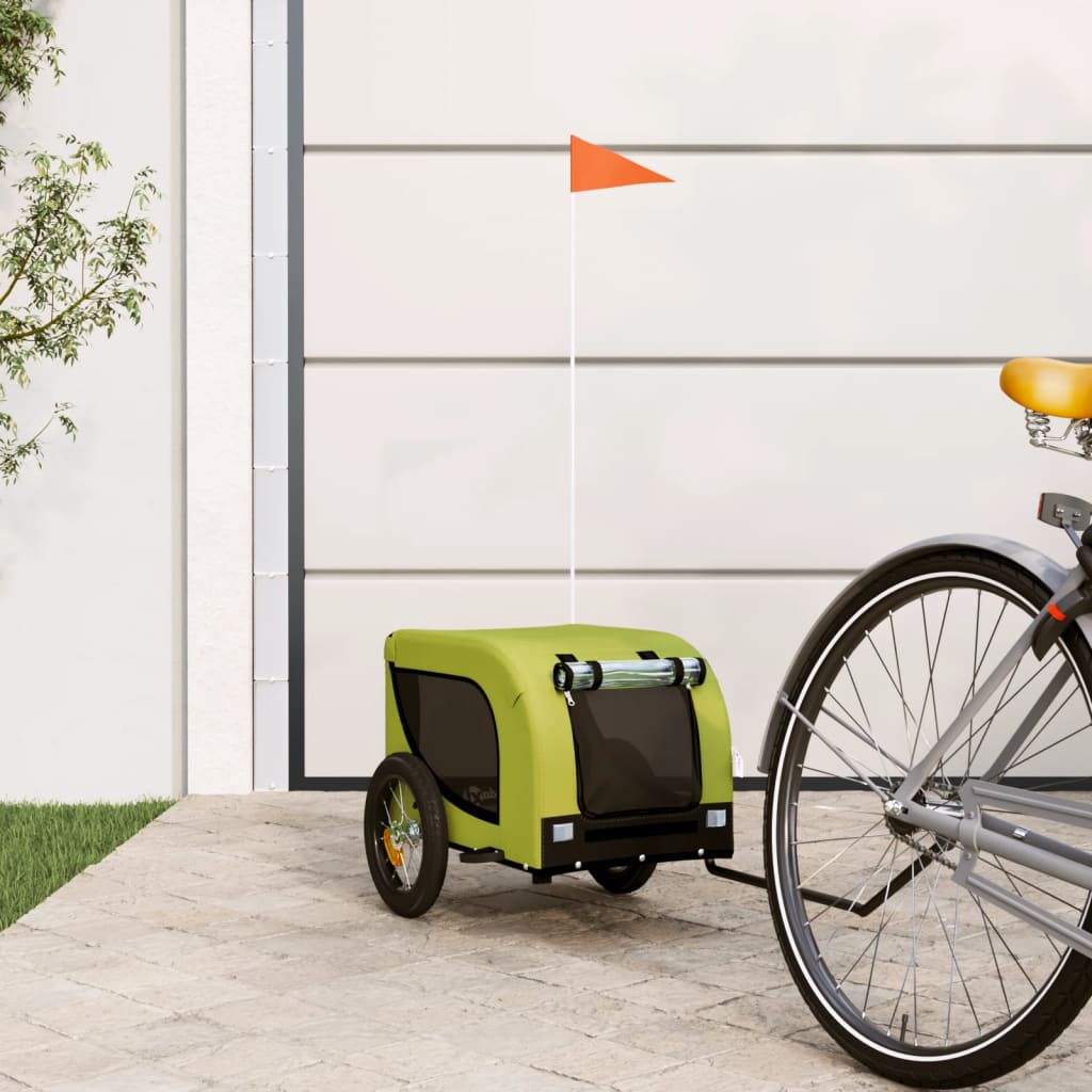 hundetrailer til cykel oxfordstof og jern grøn og sort billede