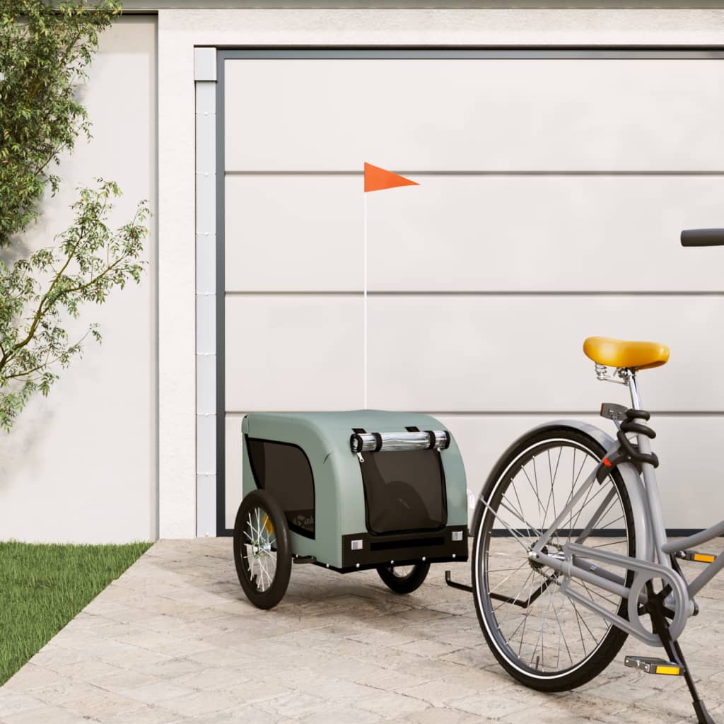 hundetrailer til cykel oxfordstof og jern grå og sort billede