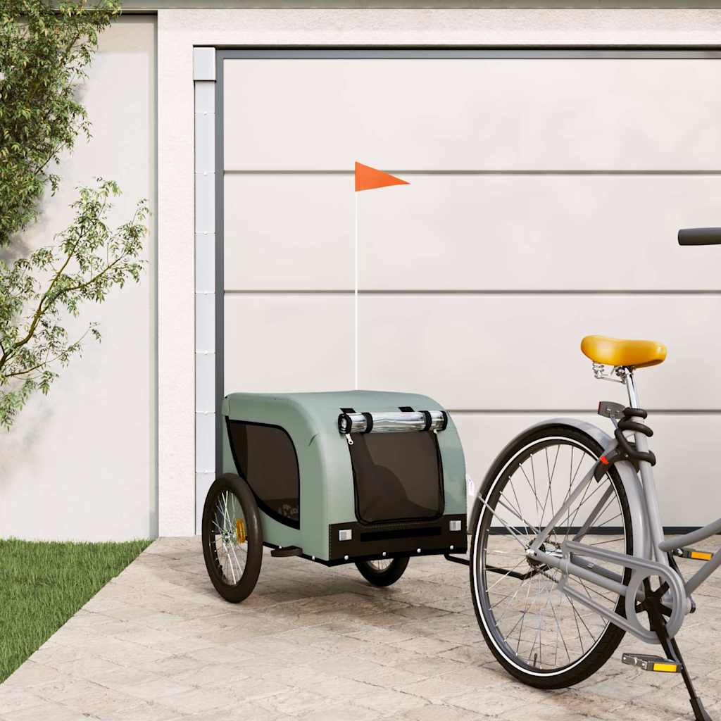 hundetrailer til cykel oxfordstof og jern grå og sort billede