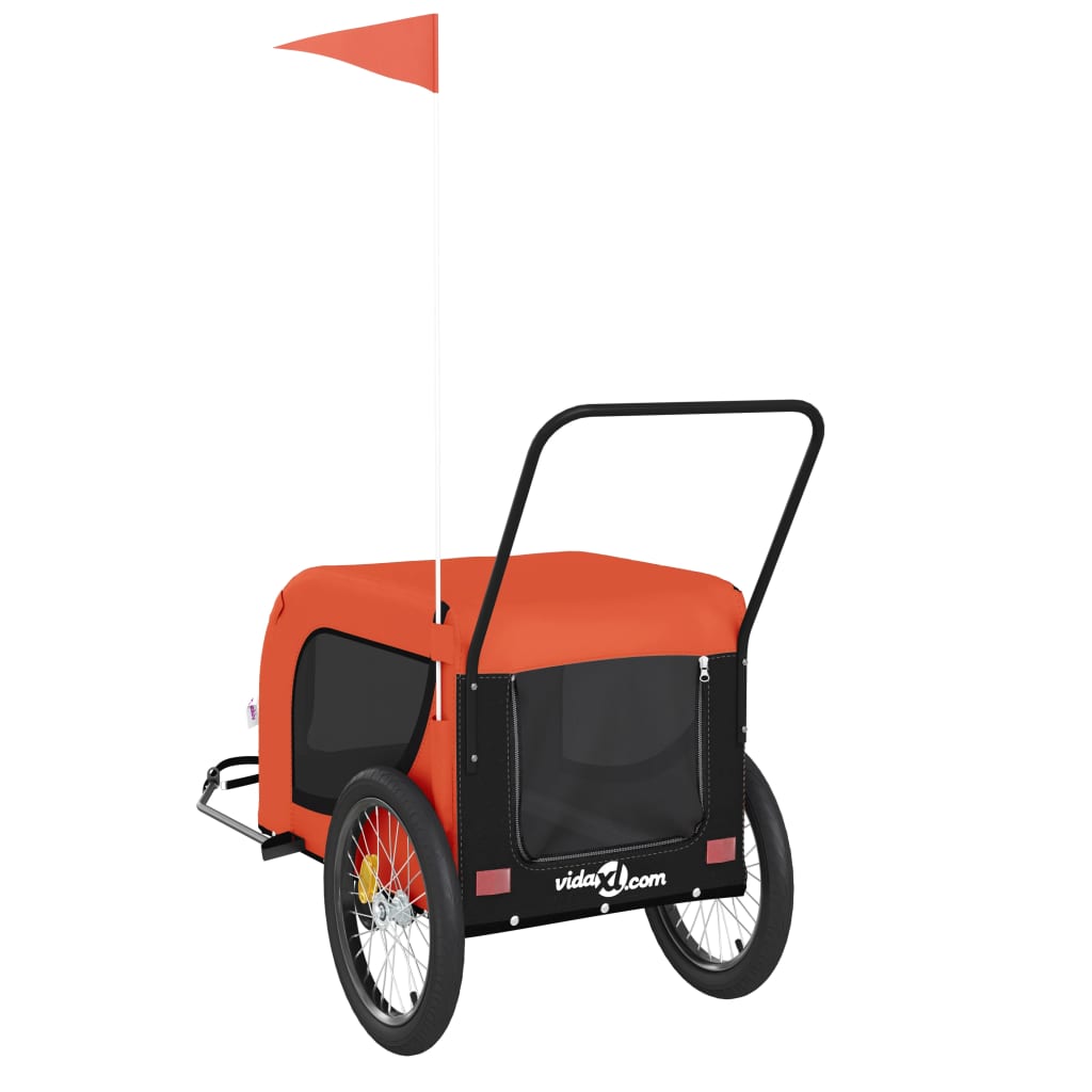 hundetrailer til cykel oxfordstof og jern orange og sort