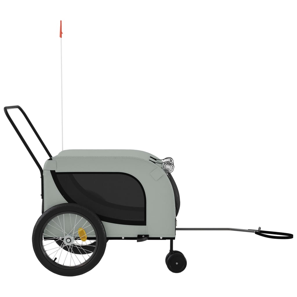 hundetrailer til cykel oxfordstof og jern grå og sort