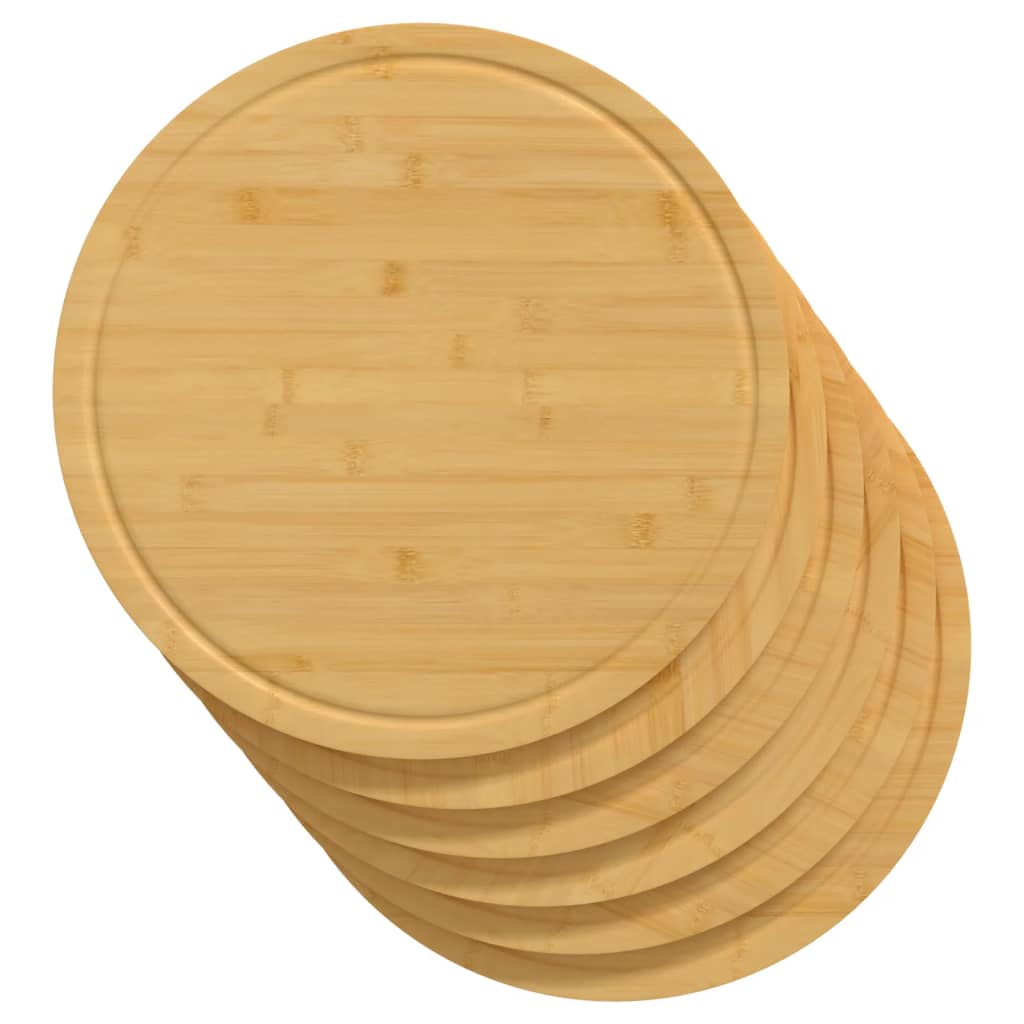skærebrætter 6 stk. Ø30x1,5 cm bambus