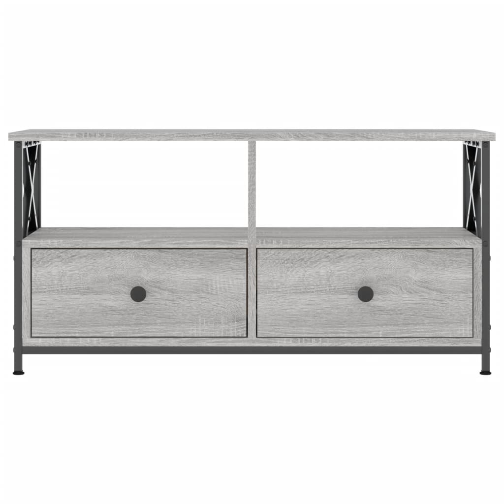tv-bord 90x33x45 cm konstrueret træ og jern grå sonoma-eg