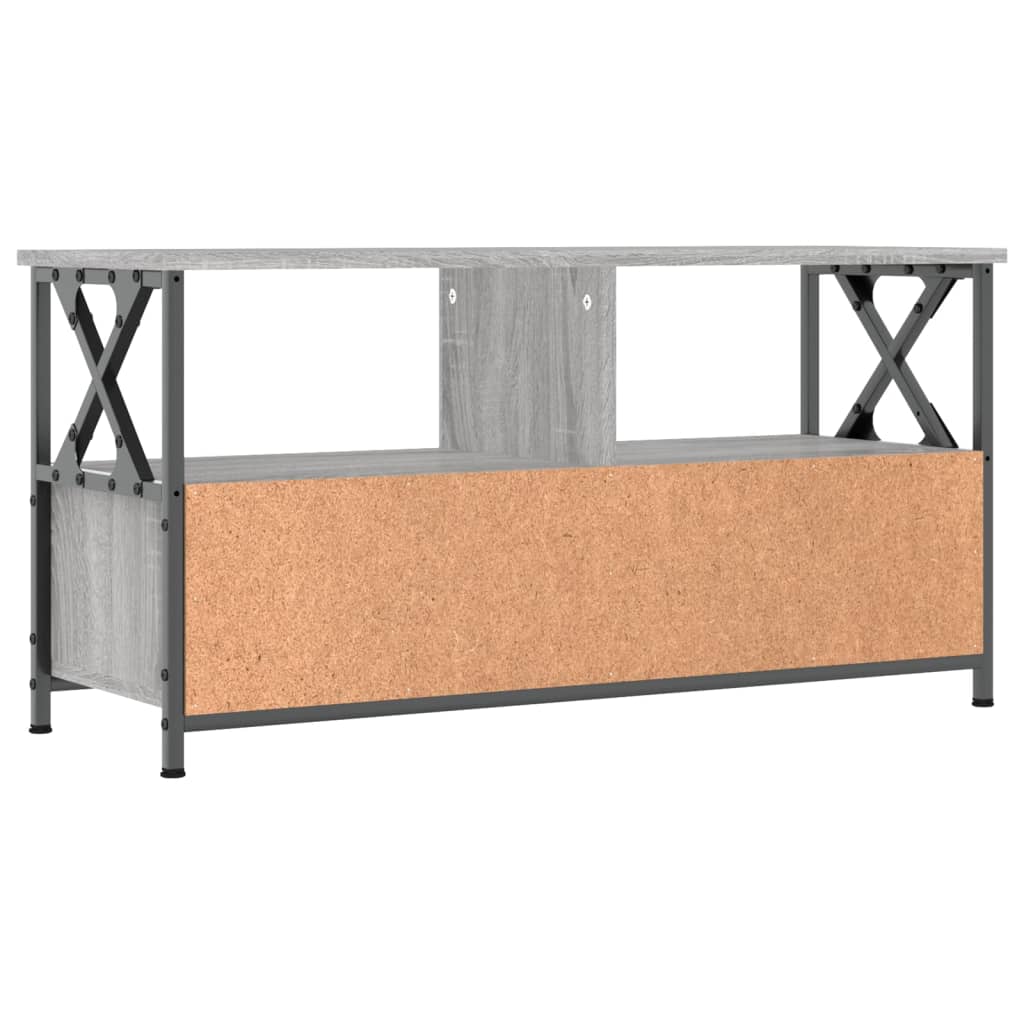 tv-bord 90x33x45 cm konstrueret træ og jern grå sonoma-eg