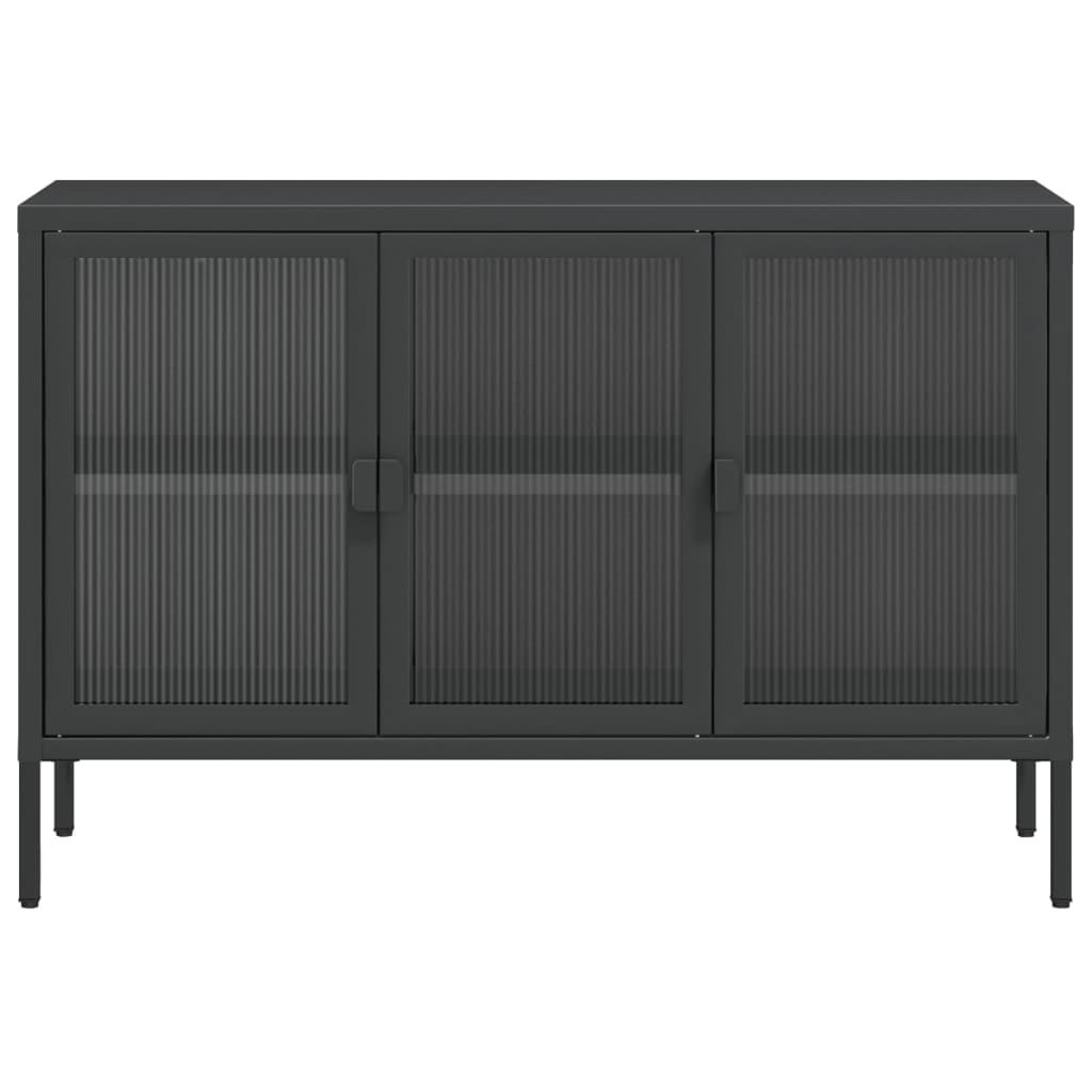 skænk 105x35x70 cm glas og stål sort