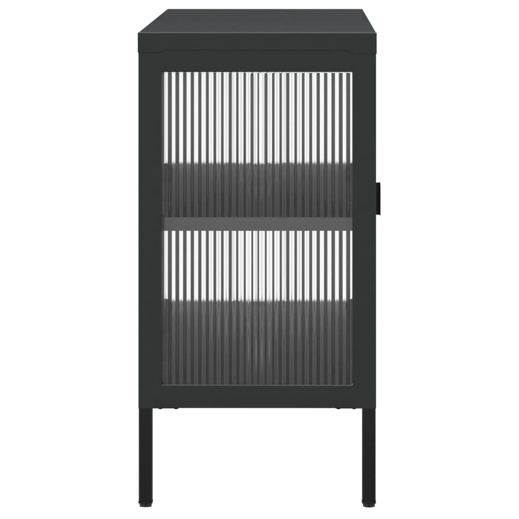 skænk 105x35x70 cm glas og stål sort