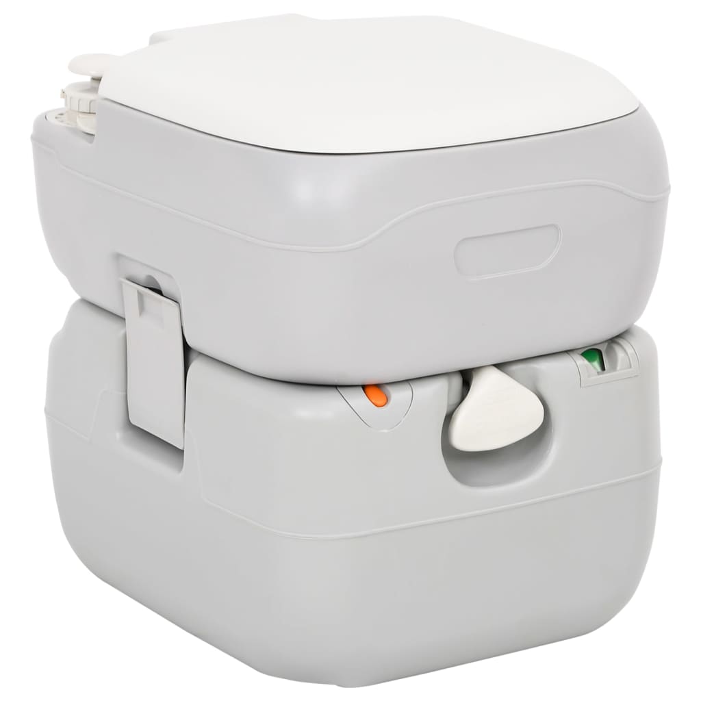 transportabelt campingtoilet 22+12 l HDPE grå og hvid billede