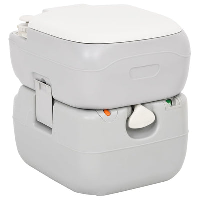 transportabelt campingtoilet 22+12 l HDPE grå og hvid