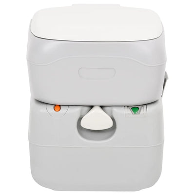 transportabelt campingtoilet 22+12 l HDPE grå og hvid
