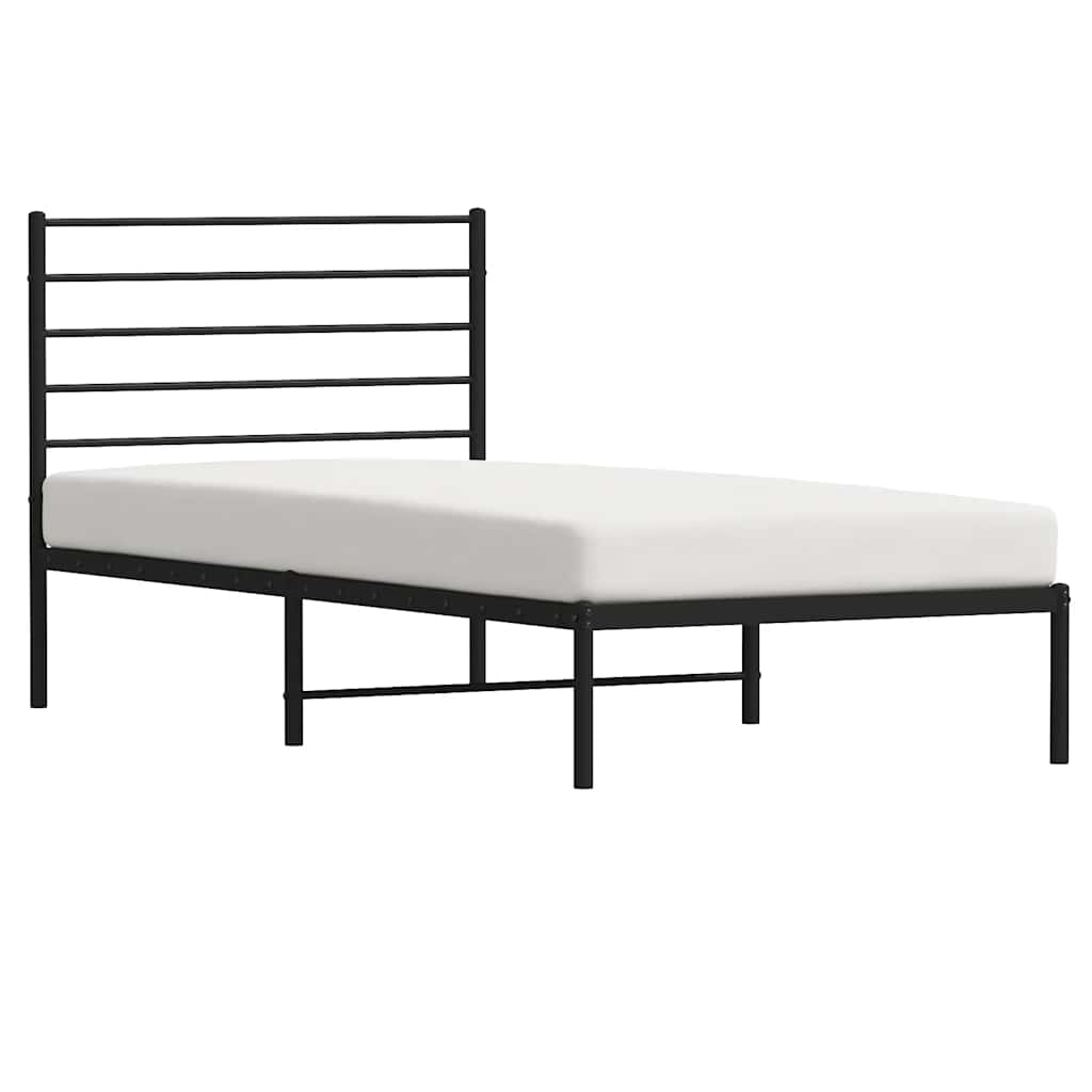 sengeramme med sengegavl 90x190 cm metal sort