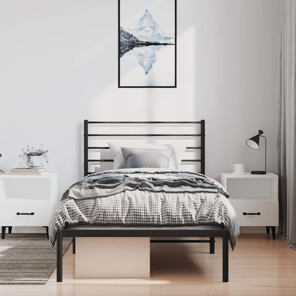 sengeramme med sengegavl 100x200 cm metal sort