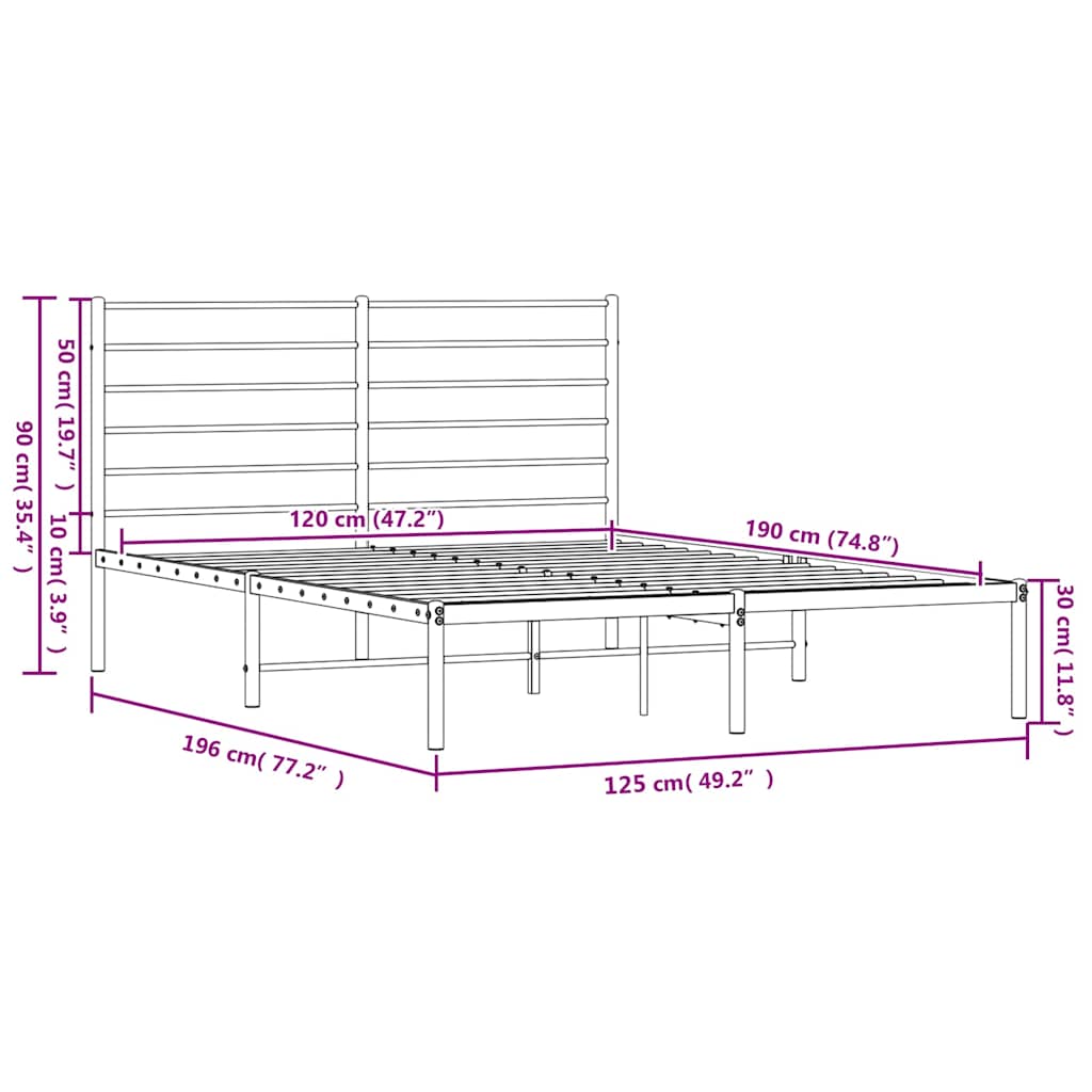 sengeramme med sengegavl 120x190 cm metal sort