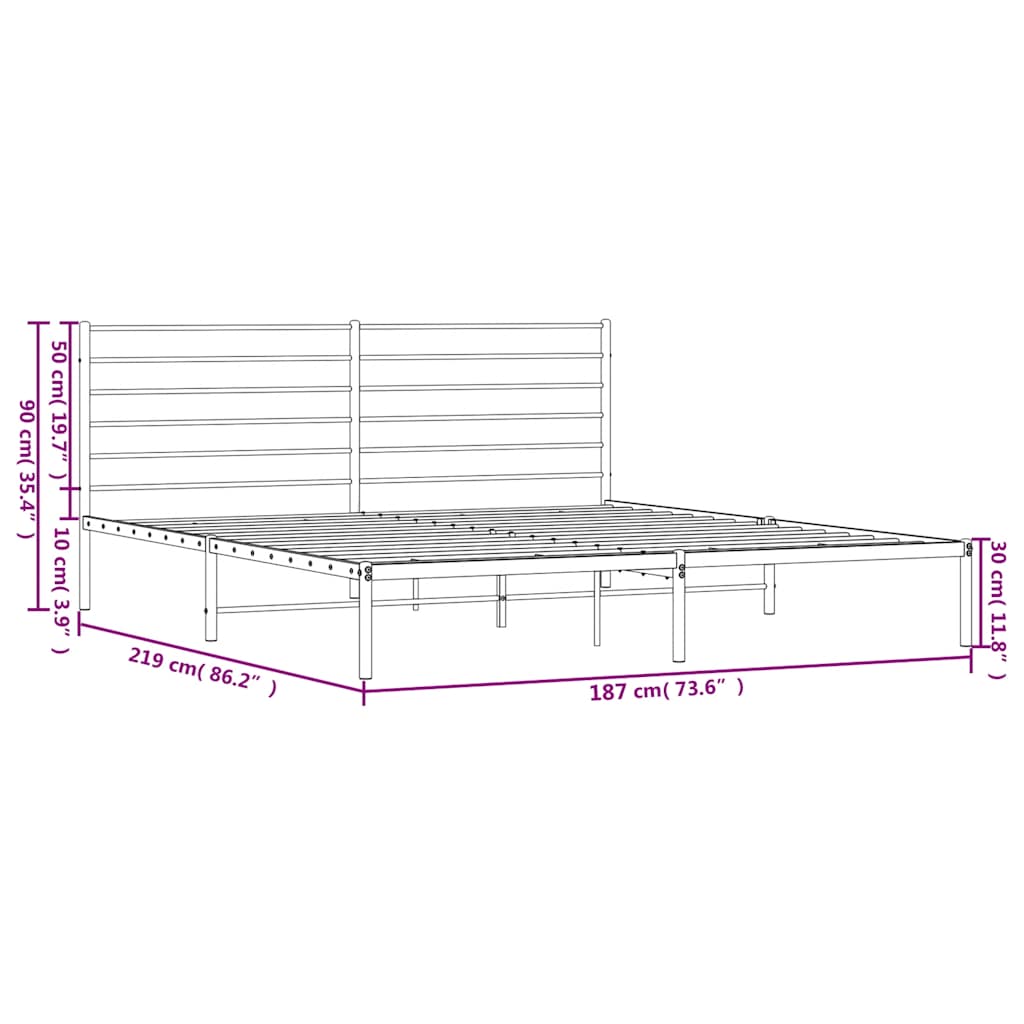 sengeramme med sengegavl 183x213 cm metal sort