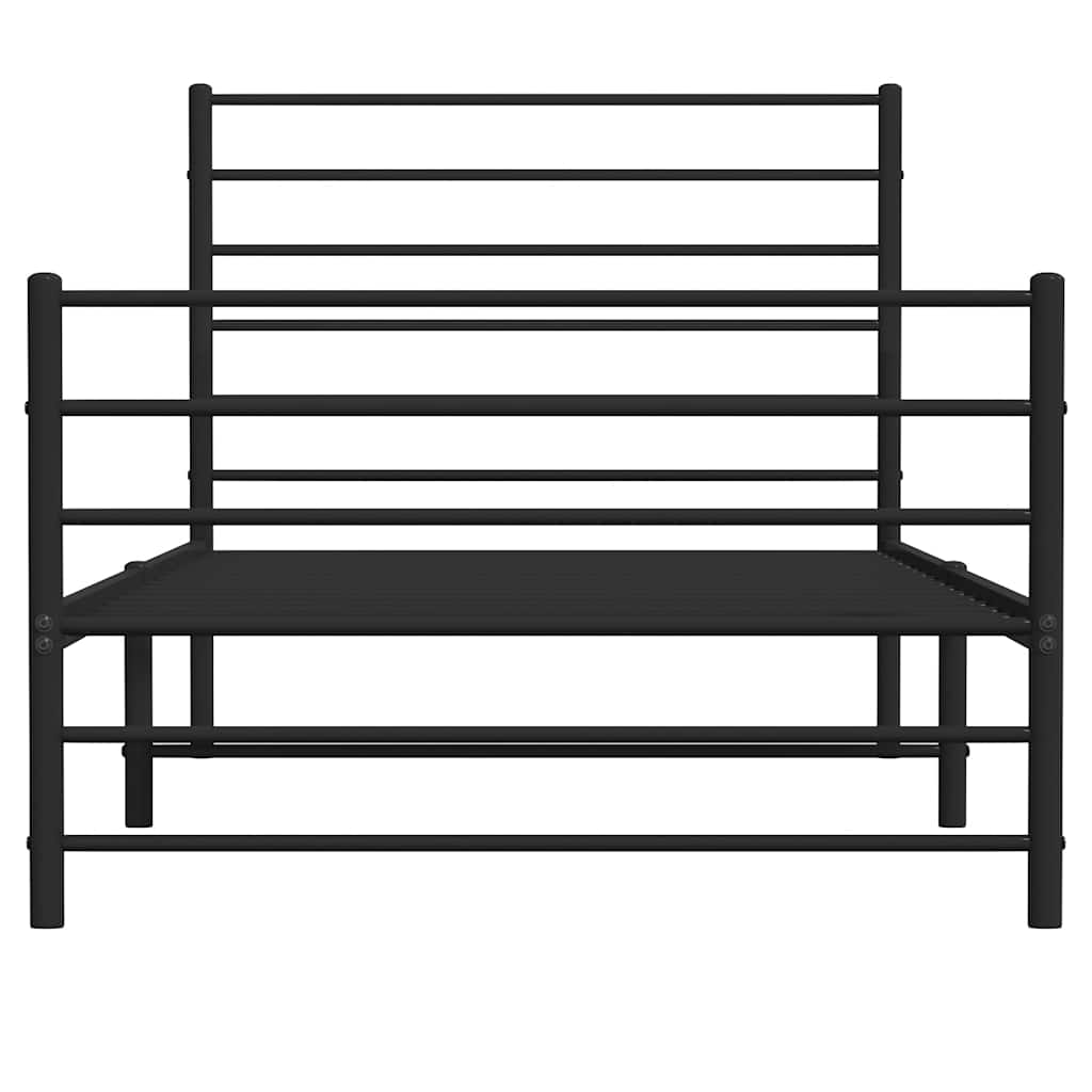 sengeramme med sengegavl og fodgærde 80x200 cm metal sort
