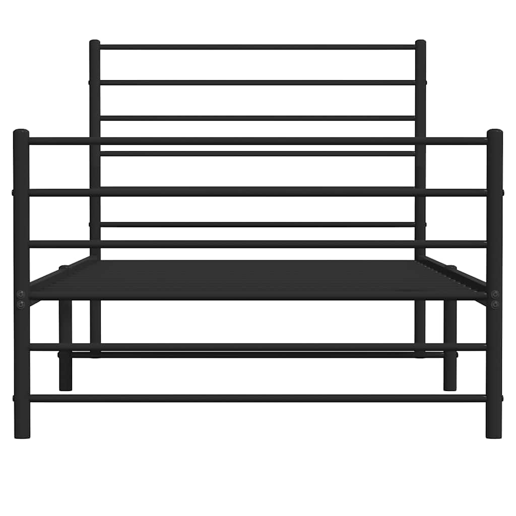 sengeramme med sengegavl og fodgærde 90x190 cm metal sort