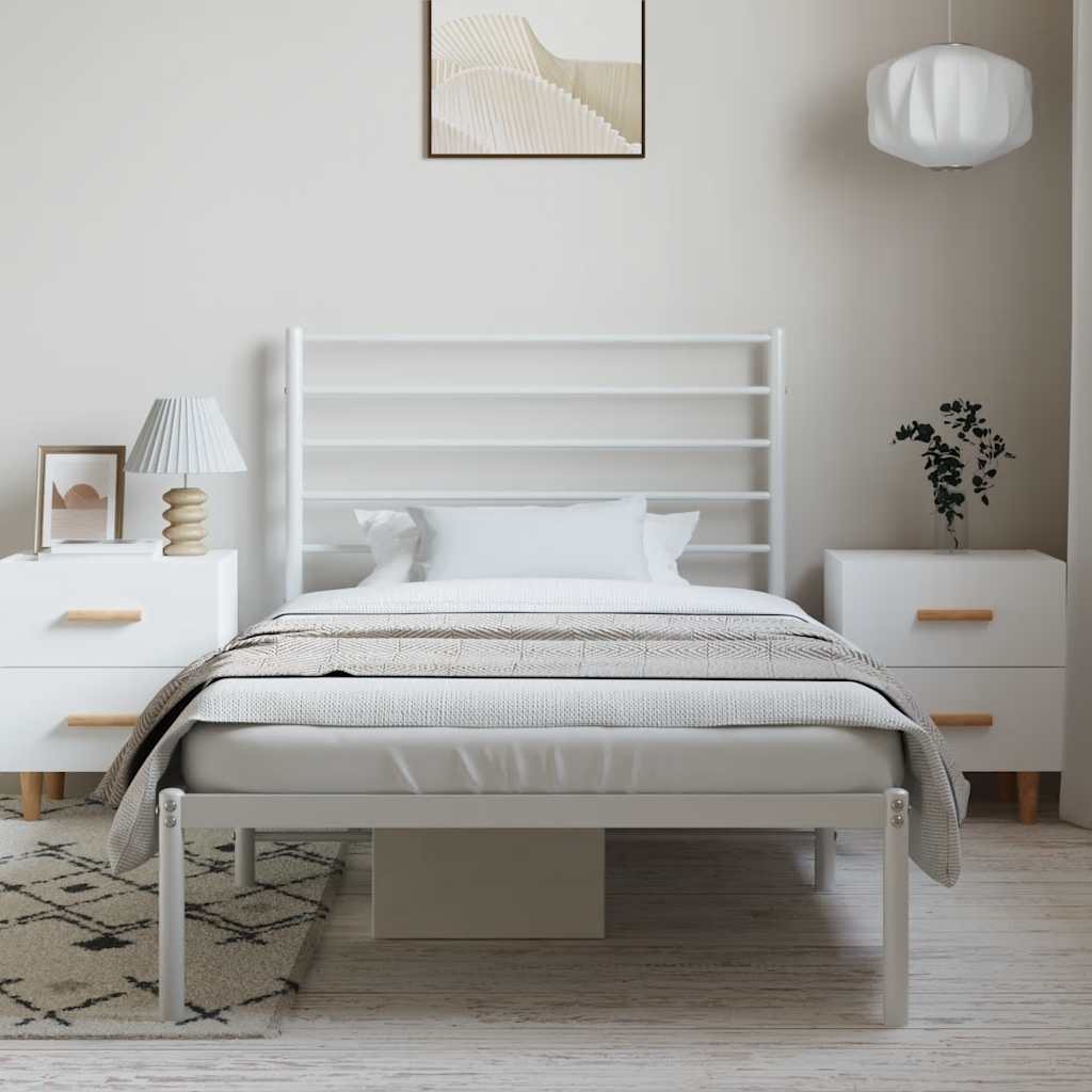 sengeramme med sengegavl 100x200 cm metal hvid