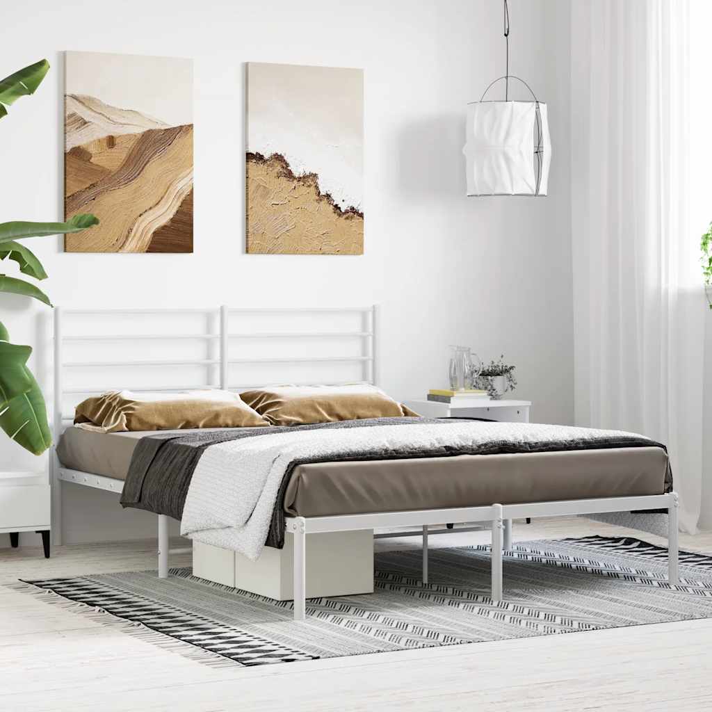 sengeramme med sengegavl 120x200 cm metal hvid
